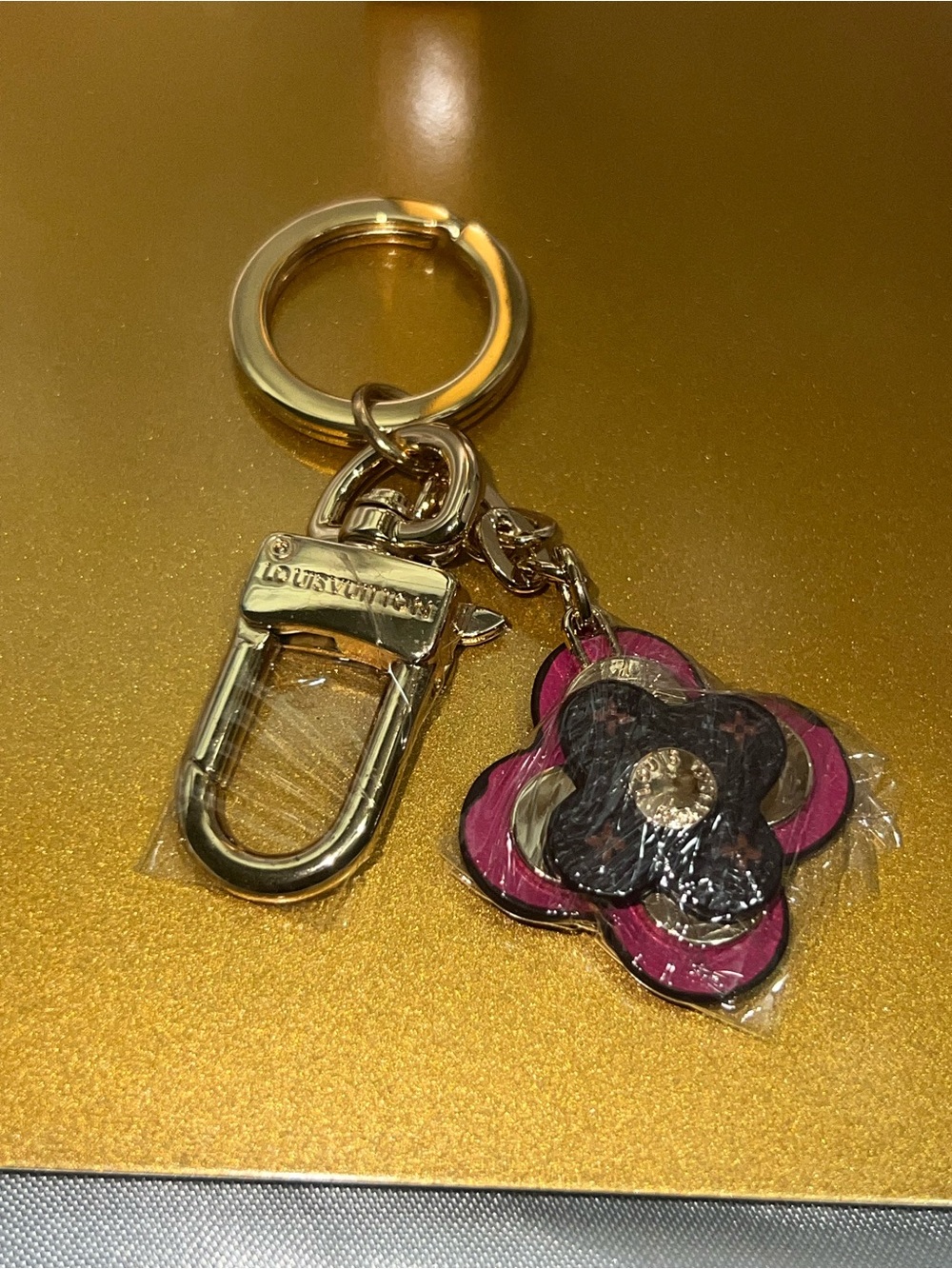 Inspired Pink Flower Key Charm Keyring